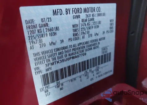 2023 Ford Mustang Mach-E Premium from USA, damaged, VIN 3FMTK3SU0PMA67709